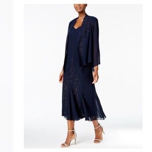 R&M Richards Sleeveless Beaded V-Neck Dress Jacket